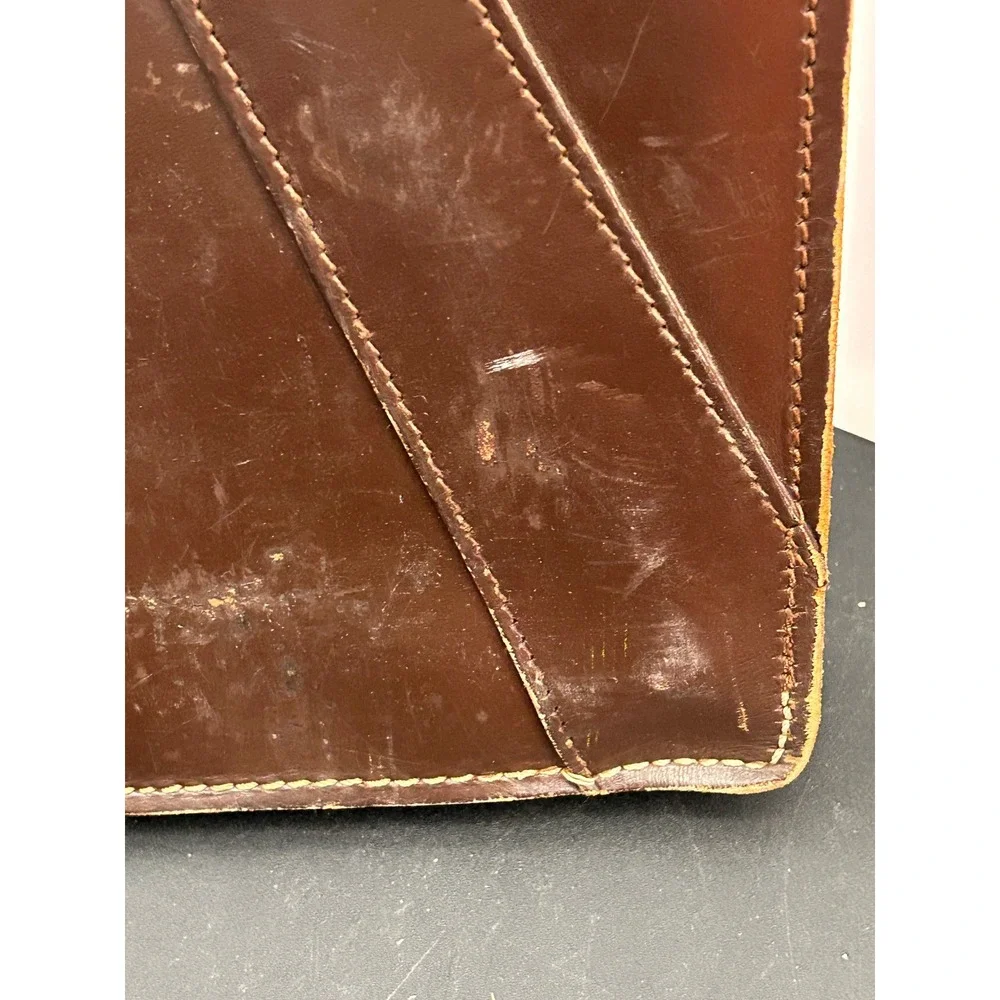 Vintage Brown Leather Doctor Bag Briefcase Brass Hardware Distressed 60s 70s